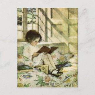 Books in Winter by Jessie Willcox Smith ポストカード