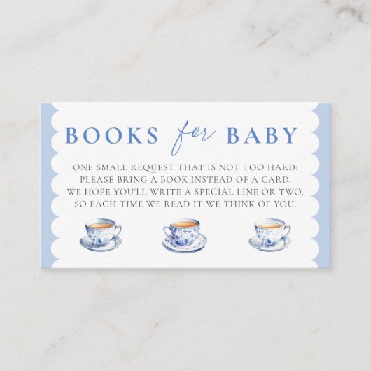 Books Insert Tea Brewing Script Boy Baby Shower エンクロージャーカード (正面)