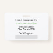 Books Kindergarten Teacher White Photo ID Badge バッジ (裏面)