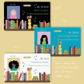 Books Kindergarten Teacher White Photo ID Badge バッジ