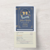 Book's Library結婚テーマカバーの章とRSVP オールインワン招待状 (内側)