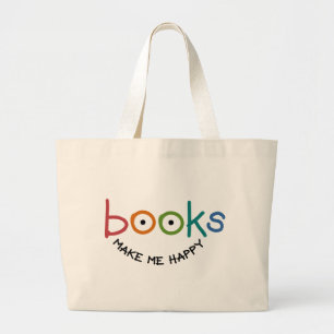 Books Make Me Happy ラージトートバッグ