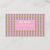 Books Pattern Pink Educator Framed Business Card 名刺 (正面)