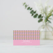 Books Pattern Sub Teacher Pink Business Card 名刺 (スタンド正面)