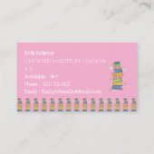Books Pattern Sub Teacher Pink Business Card 名刺 (裏面)