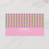 Books Pattern Sub Teacher Pink Business Card 名刺 (正面)