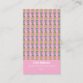 Books Pattern Tutor Pink Vertical Business Card コーリングカード (正面)