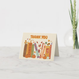 Books Pumpkin Orange Oatmeal Folded Thank You Card サンキューカード