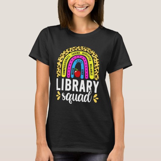Books Rainbow  For Librarian Women Library Squad Tシャツ (正面)