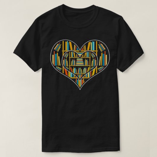 Books Reader Heart Bookworm Book Nerd Gift Bookshe Tシャツ (デザイン正面)