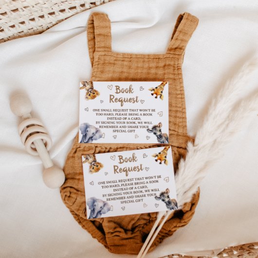 Books Request Animal モダン Baby Shower エンクロージャーカード