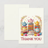 Books,Tea Pots and Yarn Balls サンキューカード (正面/裏面)