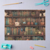 Books, Teapots and Plants on Shelves 薄葉紙 (クラフト)