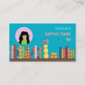 Books Tutor Teal Business Card with Photo 名刺 (正面)