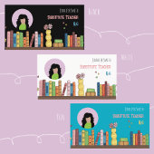 Books Tutor Teal Business Card with Photo 名刺