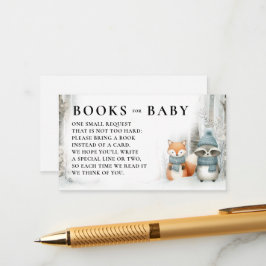 Books Winter Snow Woodland Animals Baby Shower エンクロージャーカード