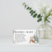Books Winter Snow Woodland Animals Baby Shower エンクロージャーカード (スタンド正面)