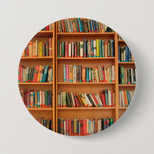 Bookshelf Books Library Bookworm読's 缶バッジ