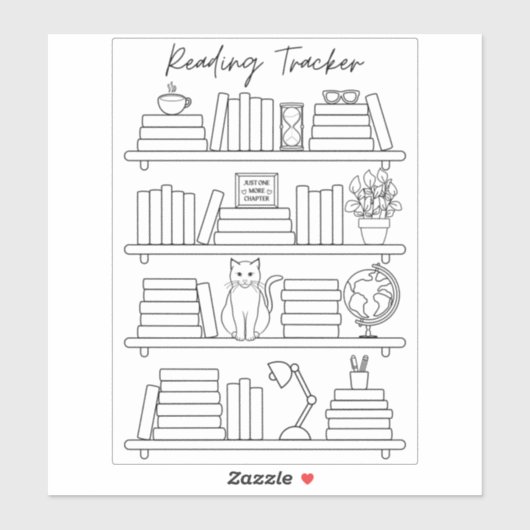 Bookshelf Reading Log Tracker Book Spine Coloring  シール (シート)