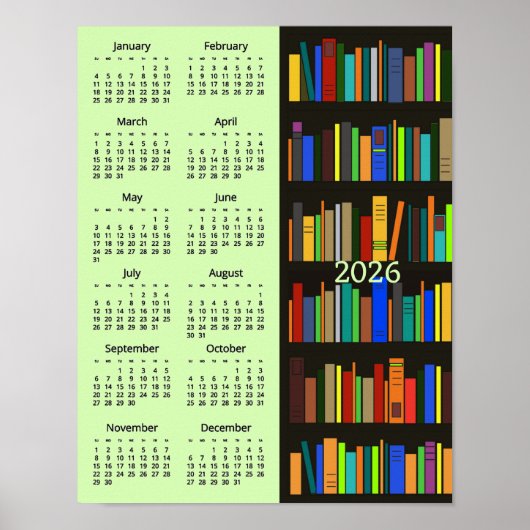 Bookshelves Design 2026 Calendar Poster ポスター (正面)