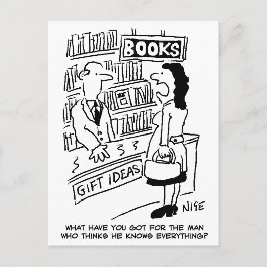 Bookshop Customer asks Shopkeeper a Question ポストカード (正面)