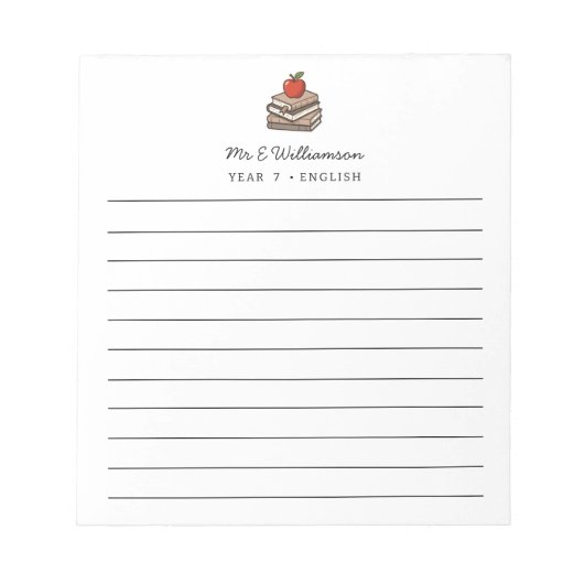 Bookstack and Apple Custom Teacher Appreciation ノートパッド (正面)