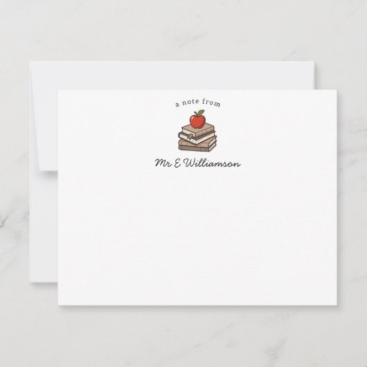 Bookstack and Apple Personalized Teacher  ノートカード (正面)