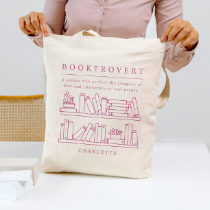 Booktrovert編集可能カラーブックラバートートバッグ トートバッグ