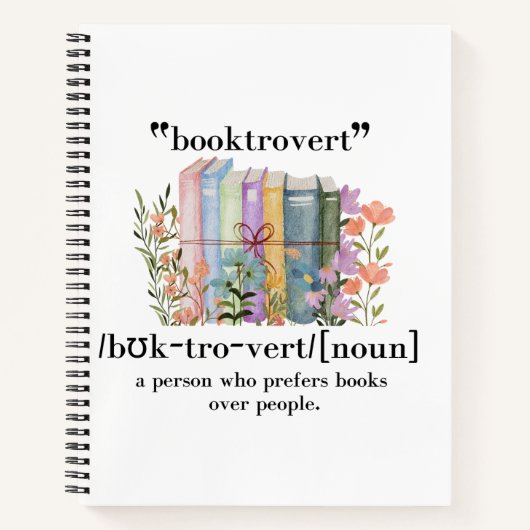 「Booktrovert」の定義 ノートブック (正面)