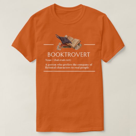 Booktrovert AおもしろいフィクションLの定義 Tシャツ (デザイン正面)