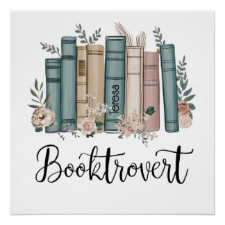 Booktrovert personalized watercolor books on shelf ポスター