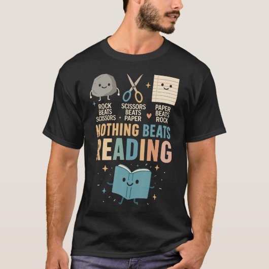 Booktrovert Shirt Nothing Beat Reading Rock Paper  Tシャツ (正面)