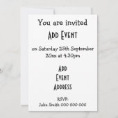 Bookwormデザイン任意大事な行事 招待状 (裏面)