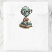 Bookworm学者ステッカー – ラウンドデザイン ラウンドシール (バッグ)