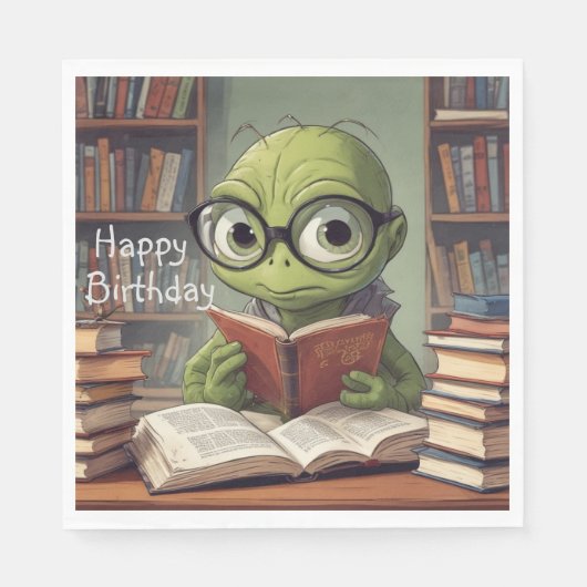 Bookworm誕生日 スタンダードランチョンナプキン (正面)