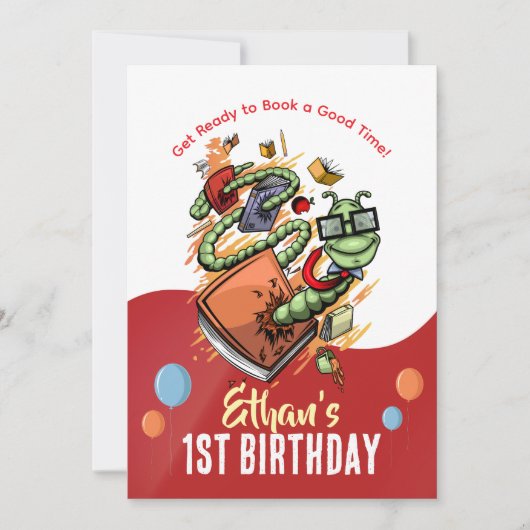 Bookworm誕生日Bash招待状 招待状 (正面)