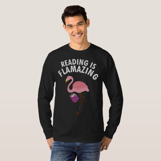 Bookworm Book  Flamingo Reading Is Flamazing Tシャツ (正面フル)