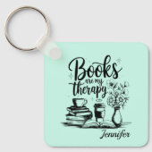Bookworm Book Lover Therapy Mint Personalized キーホルダー (正面)