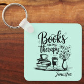 Bookworm Book Lover Therapy Mint Personalized キーホルダー (正面)