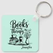 Bookworm Book Lover Therapy Mint Personalized キーホルダー (裏面)