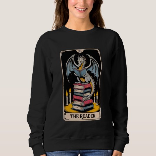 Bookworm Dragonsの本読愛好家The Reader Tar スウェットシャツ (正面)