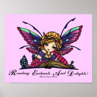Bookworm Fairy "Library読ファンタジーブックアート ポスター