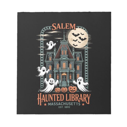 Bookworm Halloween Shirt Haunted Library ノートパッド (正面)