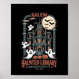 Bookworm Halloween Shirt Haunted Library ポスター