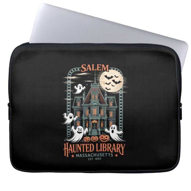Bookworm Halloween Shirt Haunted Library ラップトップスリーブ (正面)