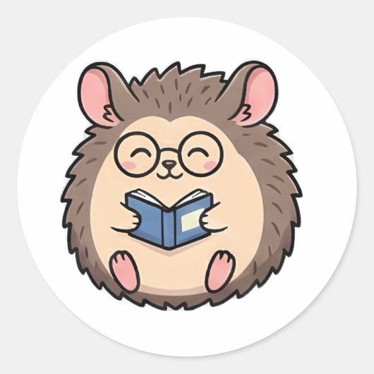 Bookworm Hedgehog ラウンドシール (正面)