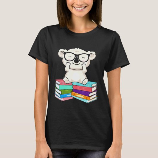 Bookworm Koala Bear's Librarian 読 Koala Bear Tシャツ (正面)