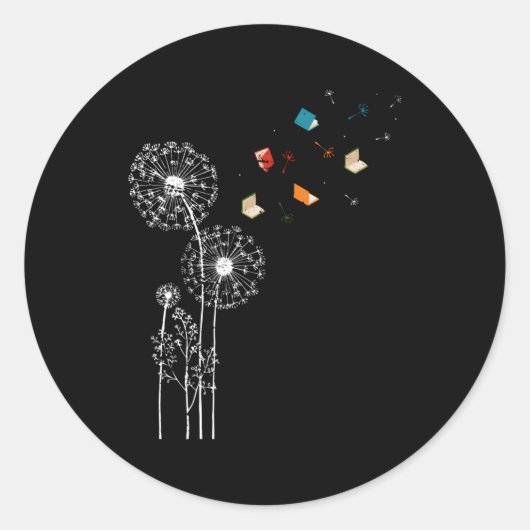 Bookworm Librarian Book Dandelion 読's ラウンドシール (正面)