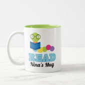 Bookworm Librarian Cute読's Gift ツートーンマグカップ (左)