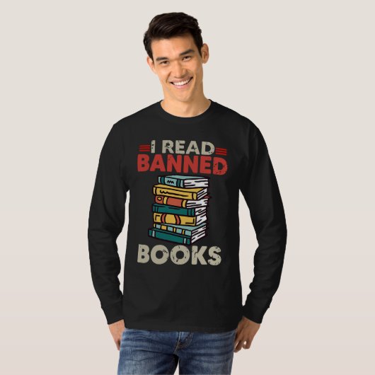 Bookworm Reading Book Ban Reader I Read Banned Boo Tシャツ (正面フル)
